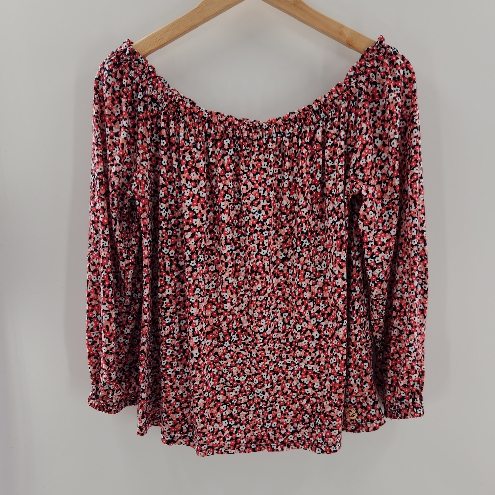Michael Michael Kors Geranium Floral Long Sleeve Women's Top Size Large